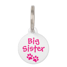 Hot Pink Big Sister Pet Dog Cat Tag