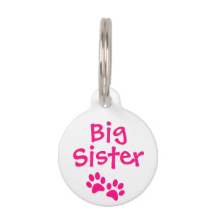 Hot Pink Big Sister Pet Dog Cat Tag