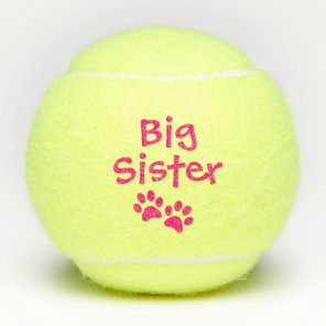 Hot Pink Big Sister Pet Dog Cat Toy Tennis Balls
