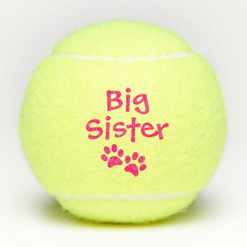 Hot Pink Big Sister Pet Dog Cat Toy Tennis Balls