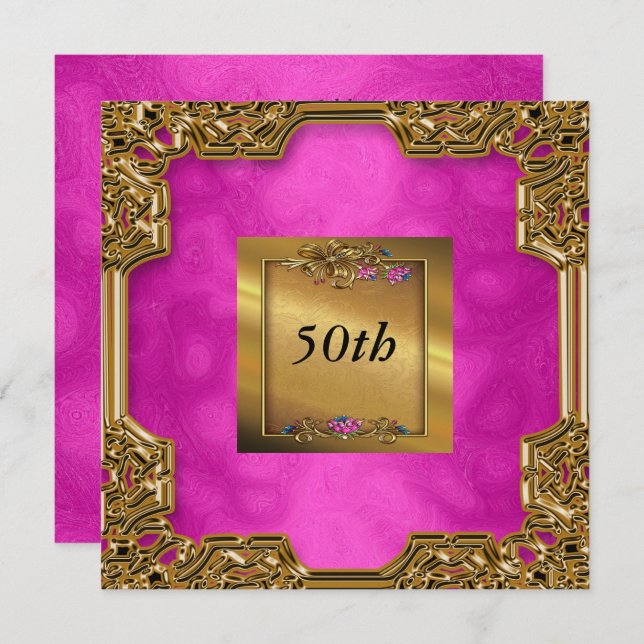 Hot Pink Birthday Party Invitations (Front/Back)