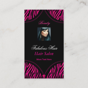 Hot Pink Black 2 ZEBRA Fold Over Beauty hair Salon Business Card
