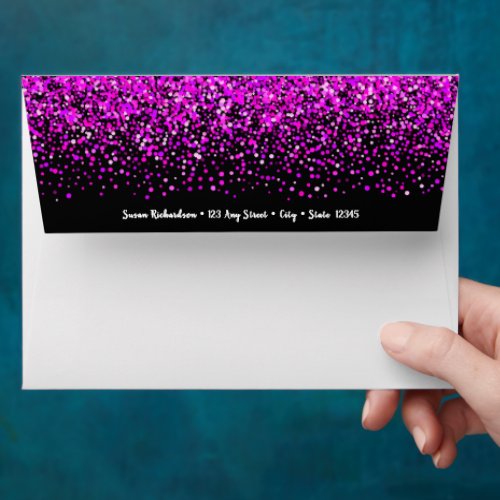 Hot pink black 50 fabulous birthday return address envelope