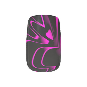 Hot Pink/Black Abstract Minx Minx Nail Art