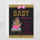 Hot Pink Black and Gold Ethnic Girl Baby Shower