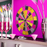 Hot Pink Black and Gold Gaming Room Fun Dart Board<br><div class="desc">Brightly colored dartboard for classic game room,  bachelor or bachelorette party,  den,  etc.</div>