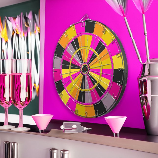 Hot Pink Black and Gold Gaming Room Fun Dart Board (Creator Uploaded)