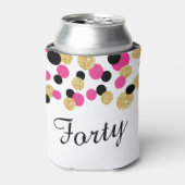 Hot Pink, Black and Gold Glitter Confetti | 40th Can Cooler (Can Front)