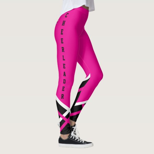 Hot Pink Black and White Cheerleader Megaphone Leggings