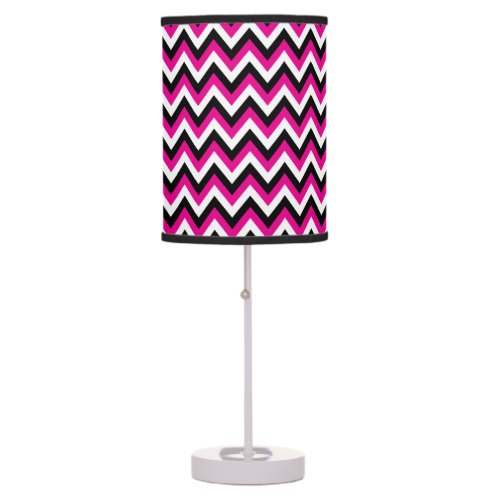 Hot Pink Black and White Chevron Pattern Table Lamp