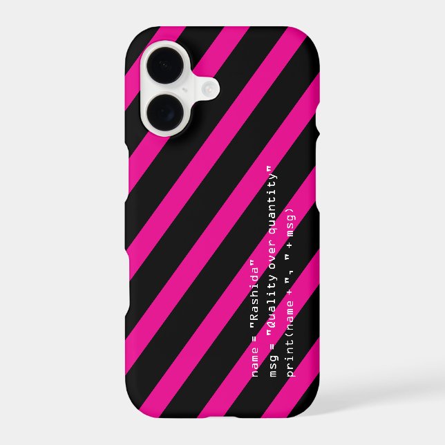 Hot Pink Black and White Computer Message Code  iPhone Case (Back)