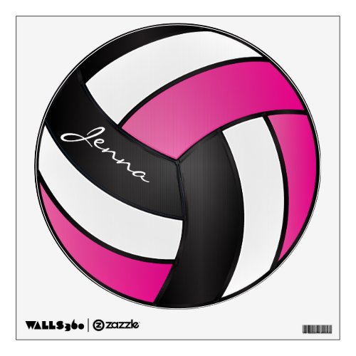 Hot Pink Black and White Personalize Volleyball Wall Decal