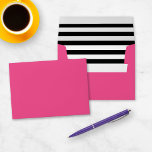Hot Pink Black and White Stripes Liner Envelope<br><div class="desc">This chic envelope is perfect for sending out your Sweet Sixteen party invitations. The envelope is hot pink with a liner in black and white stripes.</div>