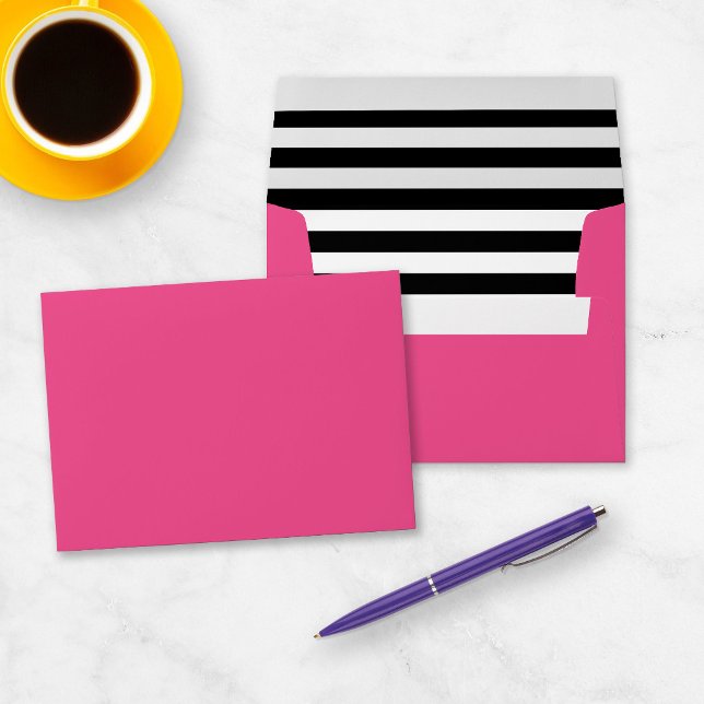 Hot Pink Black and White Stripes Liner Envelope (Creator Uploaded)