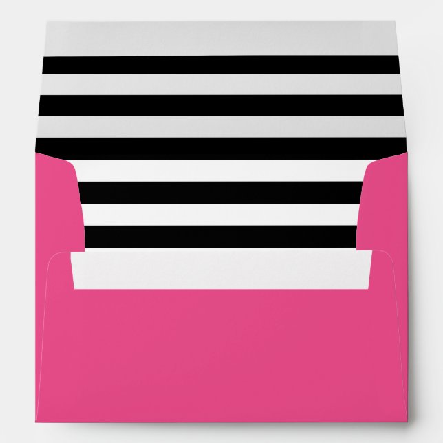 Hot Pink Black and White Stripes Liner Envelope (Back (Bottom))