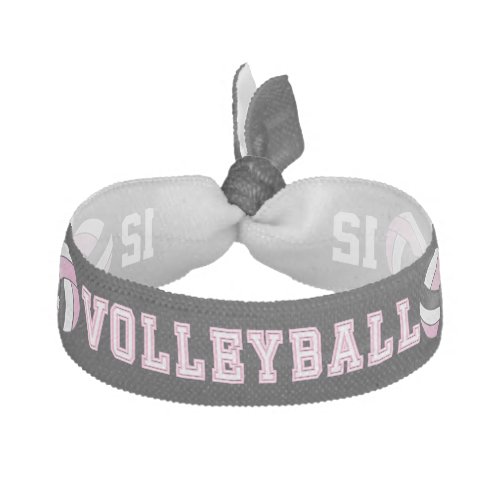 Hot Pink Black and White  Volleyball Design Elastic Hair Tie