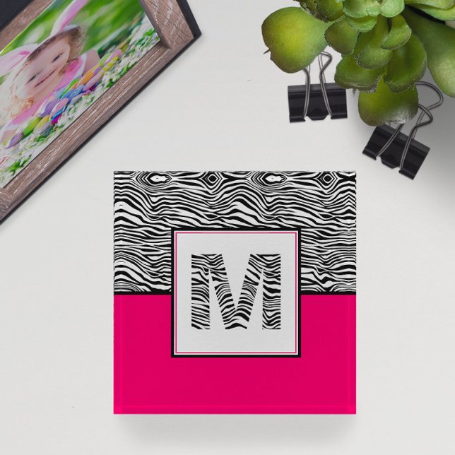 Hot Pink Black and White 🦓 Zebra Monogram  Paperweight (Hot Pink Black and White 🦓 Zebra Monogram Paperweight
)