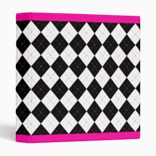 Hot Pink Black Argyle Retro Binder Scrapbook
