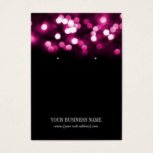 Hot Pink Black Bokeh Lights Custom Earring Card