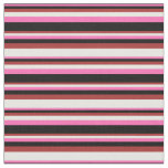 [ Thumbnail: Hot Pink, Black, Brown, and Mint Cream Pattern Fabric ]
