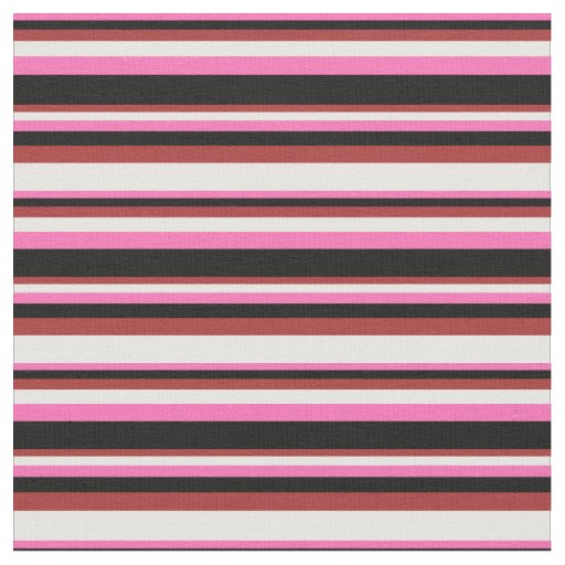 Hot Pink, Black, Brown, and Mint Cream Pattern Fabric