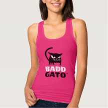 Hot Pink Black Cat Womens Tanks | Badd Gato