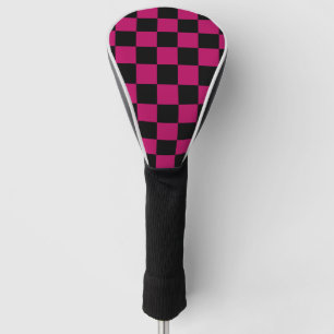 Hot Pink & Black Checkered Pattern – Bold Golf Head Cover