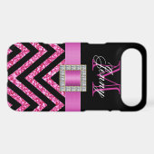 HOT PINK BLACK CHEVRON GLITTER GIRLY Case-Mate iPhone CASE (Back (Horizontal))