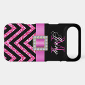 HOT PINK BLACK CHEVRON GLITTER GIRLY Case-Mate iPhone CASE (Back (Horizontal))