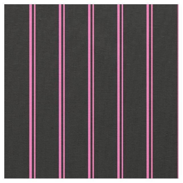 Hot Pink & Black Colored Lines Fabric (Close Up)