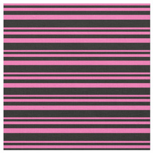 Hot Pink & Black Colored Lines Pattern Fabric