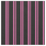 [ Thumbnail: Hot Pink & Black Colored Stripes Fabric ]