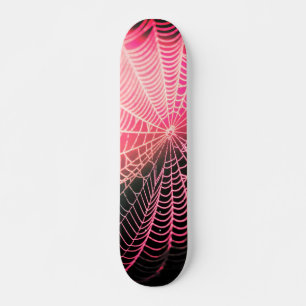 Hot Pink Black Creepy Spooky Spider Web Skateboard