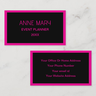 Hot Pink Black Custom Color Wedding Trendy Business Card