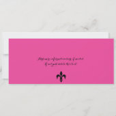 Hot Pink Black Damask Quinceanera Boarding Pass Invitation (Back)