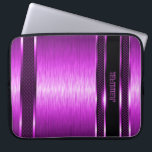 Hot Pink & Black Design Brushed Aluminum Look Laptop Sleeve<br><div class="desc">Black and hot pink metallic design brushed aluminum look pattern. Custom and optional monogram. Design is available on other products and can be requested on any product we offer at. This is not a metal but image that looks metallic.</div>