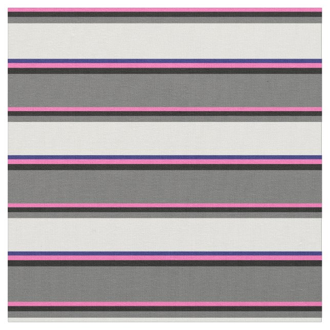 Hot Pink, Black, Dim Gray, Yellow & Midnight Blue Fabric (Close Up)