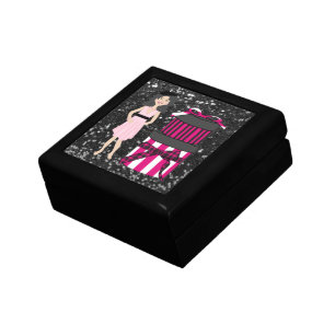 Hot Pink & Black Fancy Hat Boxes Faux Glitter
