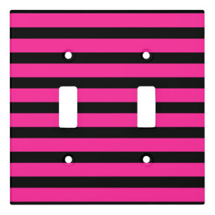 Hot Pink & Black Fashion Stripe Stripes Light Switch Cover