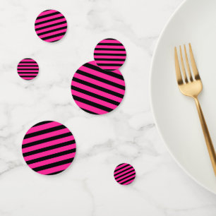 Hot Pink & Black Fashion Stripe Stripes Party Confetti