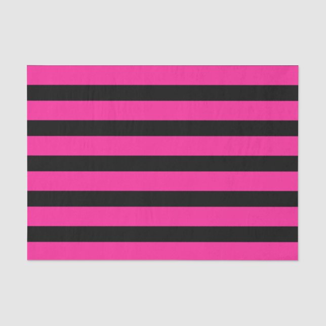 Hot Pink & Black Fashion Stripe Stripes Party Tissue Paper (Front)
