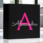 Hot Pink Black Girly Script Monogram Name Modern 3 Ring Binder<br><div class="desc">Hot Pink and Black simple  Script Monogram Name Binder. This makes the perfect sweet 16 birthday,  wedding,  bridal shower,  anniversary,  baby shower or bachelorette party gift for someone that loves glam luxury and chic styles.</div>