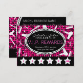 Hot Pink & Black Glam Custom Salon Loyalty Card (Front/Back)