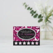 Hot Pink & Black Glam Custom Salon Loyalty Card (Standing Front)