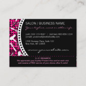 Hot Pink & Black Glam Custom Salon Loyalty Card (Back)