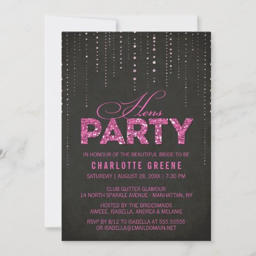 Glitter Look Hens Party Invitation
