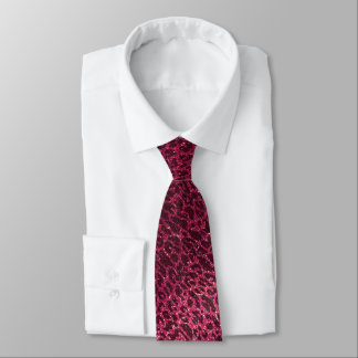 Hot Pink Black Glitter Professional Animal Print Neck Tie