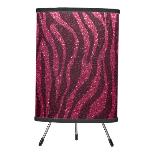 Hot Pink Black Glitter Sparkles Cute Animal Print Tripod Lamp