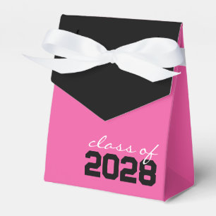Hot Pink & Black Graduation Favor Boxes