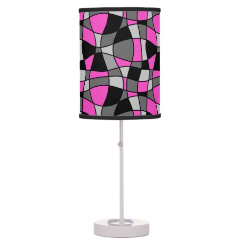Hot Pink Black Gray Retro Mid_Century Table Lamp